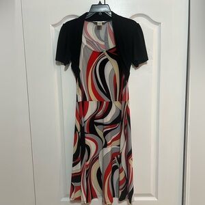 AA Studio AA black & multicolor round neck, short sleeve women dress ; Size :6